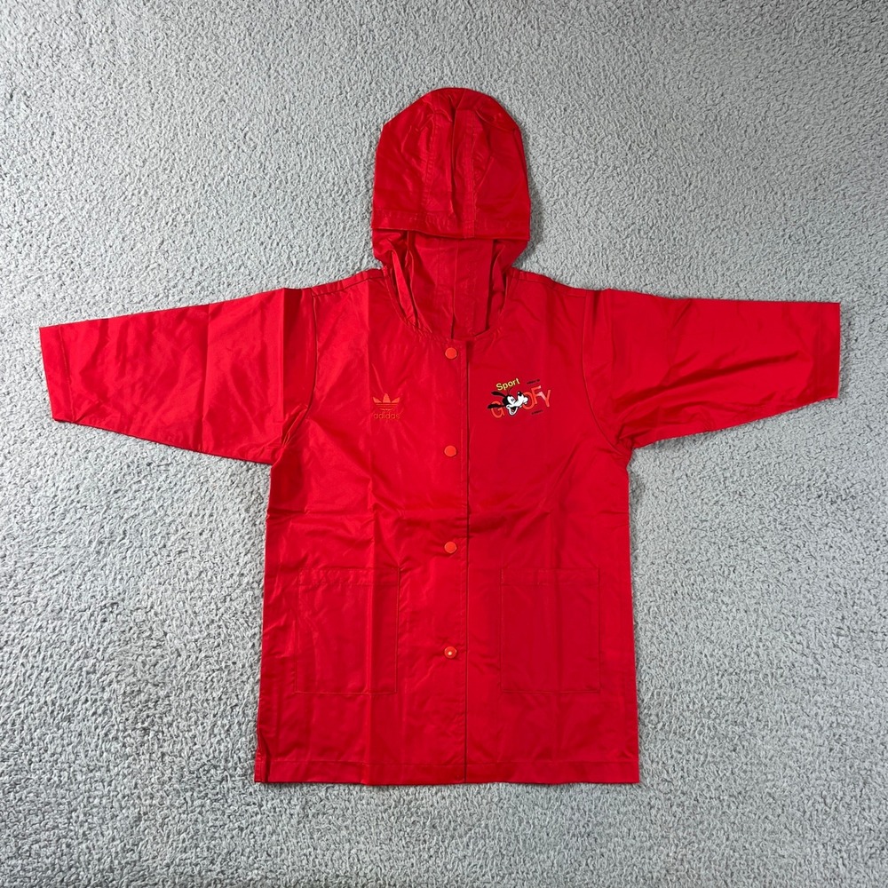Adidas Goofy Rain Mac Unisex Kids 24M Red Disney Skiing Graphic Hooded Raincoat